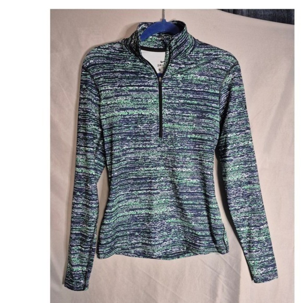 Nike Dri-FIT Half-Zip Pullover Women's Medium Green Blue Athletic Top